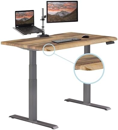 Vari ComfortEdge Electric Standing Desk – 48x30 – Reclaimed Wood/Slate by Unknown
