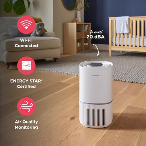 Frigidaire PureA300 HEPA Air Purifier with Wi-Fi for Small Bedrooms, Covers up to 850 Sq. Ft., 3-Stage Filtration, Energy Star Certification, Air Quality Monitoring, Smart Mode, Ultra Quiet, White - Image 4