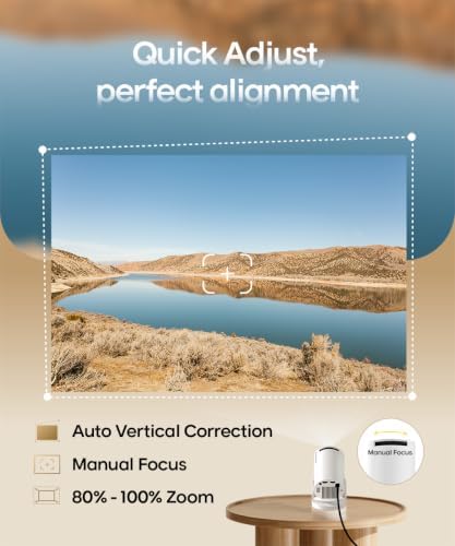 Mini Projector with Wifi and Bluetooth, Portable 4K Support, Android 14/ Auto Keystone, HY300Pro Small Smart Proyector for Bedroom Movie Outdoor, Compatible With HDMI/USB/TV Stick/Smartphone/Laptop - Image 3