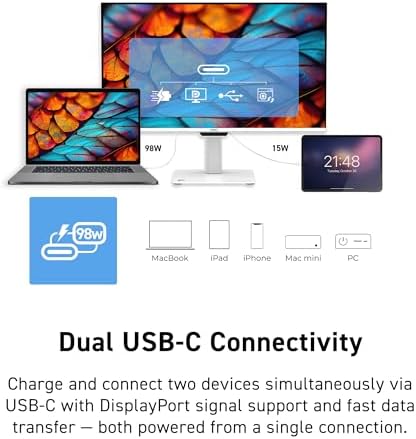 msi PRO MAX 271UPXW12G 27 inch 4K UHD QD-OLED (3840x2160) Hub Monitor,120Hz, DisplayHDR True Black 400, 98W PD, Dual USB-C,Mac Color Match,Brightness&Volume Control,Height Adjustable, Speakers, White - Image 4