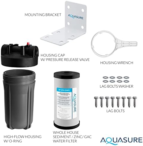 Aquasure Fortitude V2 Series Whole House Multi-Purpose Sediment/Carbon/Siliphos Anti-Rust & Scale Inhibiting Water Filter System, Small Size | Reduces Chlorine, Taste & More (AS-FS-25SPX) - Image 3