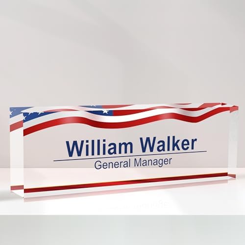Personalized American Flag Name Plate for Office Desk - Gifts for Boss, Men, Employee Appreciation, Office Decor (US Flag 2) by AZUFEMOS