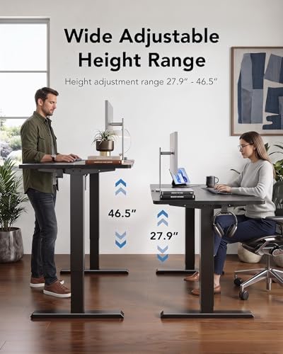 HUANUO 55x27 Inch Electric Standing Desk, Height Adjustable, Black - Image 4
