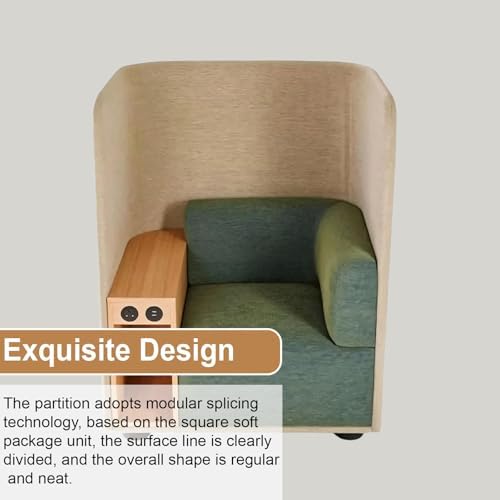Privacy Seat - Modern Office Guest & Reception Chair with High Partition Backrest, Side Table with Power Outlet, Thick Cushioned Privacy Seat for Meeting & Waiting Areas (Green) - Image 5