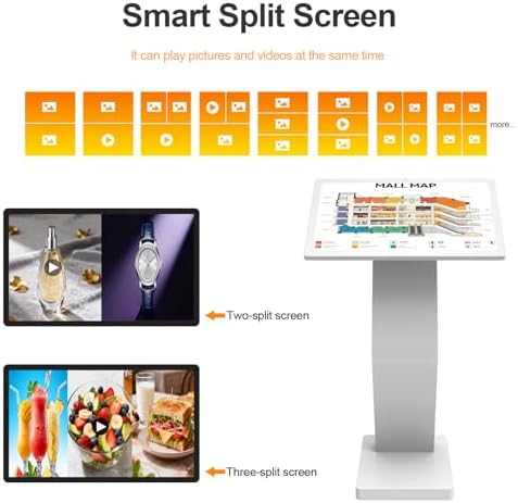 27 Inch Touch Screen Kiosk, 10pt PCAP Touch Screen Digital Signage, Plug&Play K-Style Indoor Digital Signage, Interactive LCD Display Signage, CMS/U-Disk Publish Content, Split Screen, Android 11 - Image 4