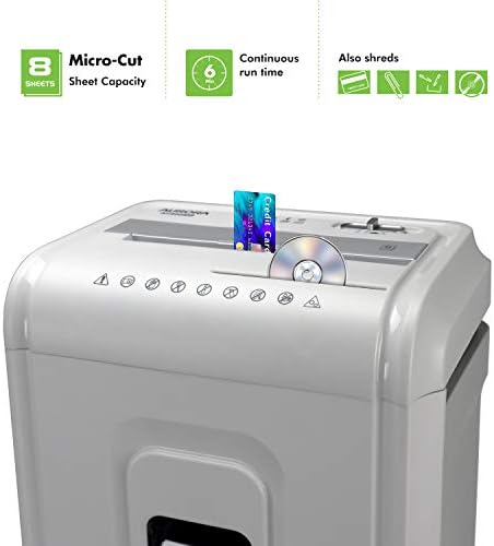 Aurora High-Security 8-Sheet Micro-Cut Paper, CD/DVD and Credit Card Shredder, White/Gray - Image 2