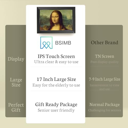 BSIMB 17 Inch Large Digital Picture Frame, 64GB FHD WiFi Digital Photo Frame Digital Art Frame with Dual Band Wi-Fi, Touchscreen, Remote Control, Easy to Share Photos via App, Wall Mountable - Image 6
