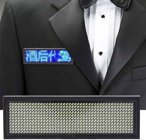 Dioche Blue Led NLED Name Badge Scrolling Message Tag - Display Up to 550 Chinese Characters/750 English Characters - Ideal for Airports, Malls, and Events - Rechargeable, Bright, and (White) - Image 2