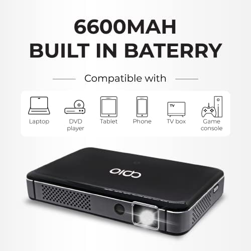 APIO Resolution 1080p Auto Focus, 400 ANSI Lumen DLP Pro Pocket Projector with HDMI/Type C Supports, Built-in Rechargeable Battery and Speakers for Streaming Movies, Laptops, Phones, Home & Outdoor - Image 3