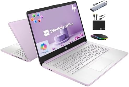HP 14" Laptop 2025 Business Student Slim Computer, Lifetime MS Office, Copilot AI, Quad-Core Intel CPU, 16GB RAM, 628GB Storage (128GB UFS+500GB Ext), MarxsolAccessory, Wi-Fi 6, Win 11 Pro, Lavender by Unknown