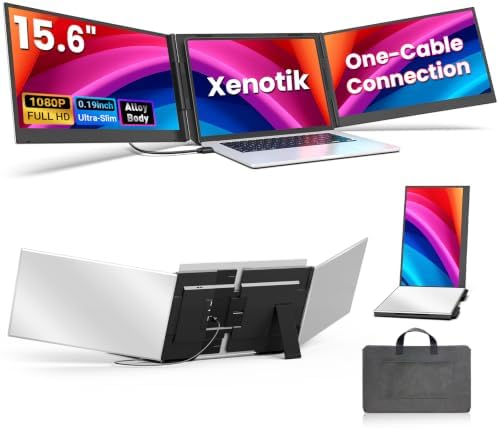 One-Cable Laptop Screen Extender, 15.6" Ultra-Slim Triple Portable Monitor by Unknown