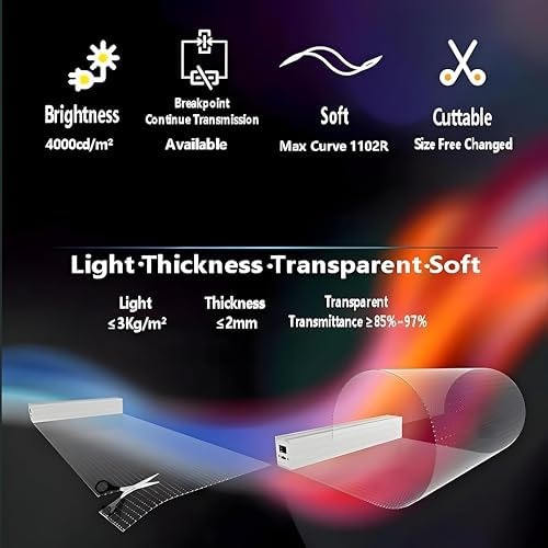 Self-Adhesive LED Flexible Transparent Film Screen for Retail Windows, Storefronts, Glass Doors and Many More for Digital Advertising | Sunlight-Readable Display (P16, 1 Pack Without TB20 Box) - Image 6