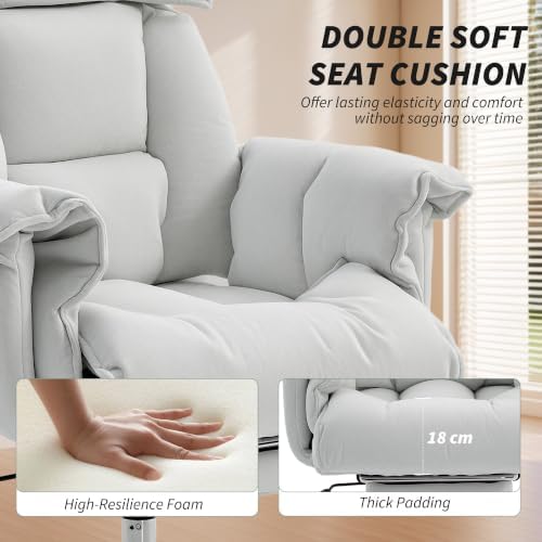 HOMCOM Executive Office Chair Comfy with Foot Rest Reclining Cream White - Image 5