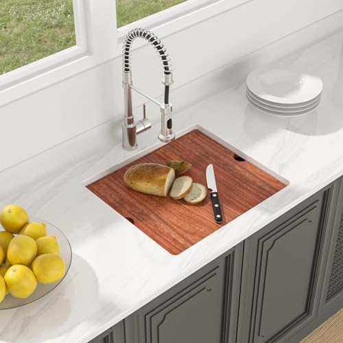 Lordear 21 Undermount Kitchen Sink -21x19 Inch Undermount Bar Sink Stainless Steel 16 Gauge Ledge Workstation Handmade RV Camper Mobile Home Kitchen Sink Basin with Full Cover Cutting Board - Image 2