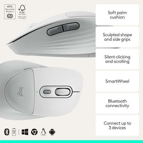 Logitech Signature Comfort Plus M850 L Wireless Mouse - Off White - Image 2