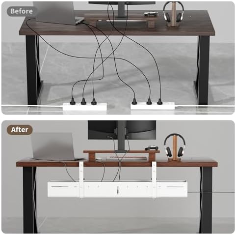 Under Desk Cable Management Tray, Expandable 25.2"–38.6" Cable Tray, White - Image 3