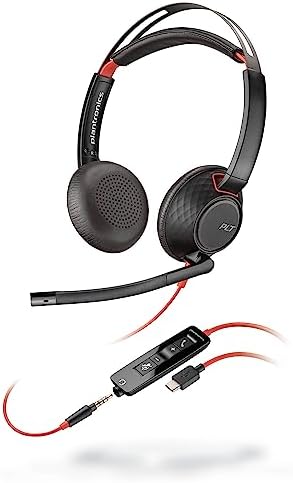 Poly Blackwire 5220 Wired Headset - Flexible Boom Mic - Noise Cancelling Headphones with Mic - USB-C, USB-A, 3.5mm - Ergonomic Over-Ear Design - Works with Microsoft Teams, Zoom - Work from Home by Unknown