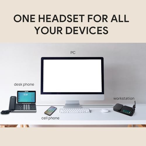 Yealink Bluetooth Headset Workstation, Office Wireless Headset with Mic, Speakerphone, Wireless Charging Pad, Charging Case, USB-C/A Dongle,Connect to Desk Phone, PC, Work with Teams Zoom - Image 6