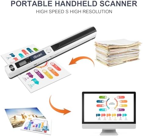 Portable Document Scanner - 900DPI Handheld Portable Scanner Image Scanner Scanning Wand A4 Colour Photo Mobile Scanner Handy Scan, JPG/PDF Format, with 16G SD Card (Silver) - Image 4