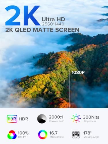 UPERFECT 22" 2K Touchscreen Portable Monitor, 100% DCI-P3 Gaming Monitor - Image 4