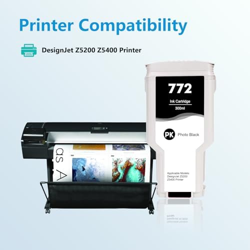 772 Photo Black Ink Cartridge Replacement for 772 CN633A Ink Compatible for DesignJet Z5200 Z5400 Printer,1 Pack, 300ml - Image 3