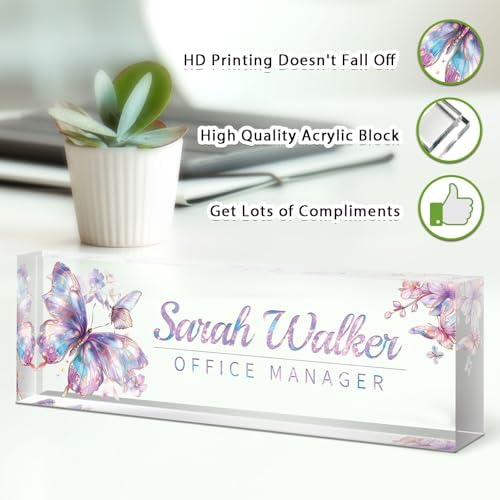 Name Plate for Desk, Desk Name Plate Personalized, Office Decor for Women Men, Acrylic Desktop Accessories, Office Appreciation Gifts for Boss Social Workers Nurse Teacher Employee (Galaxy) - Image 3