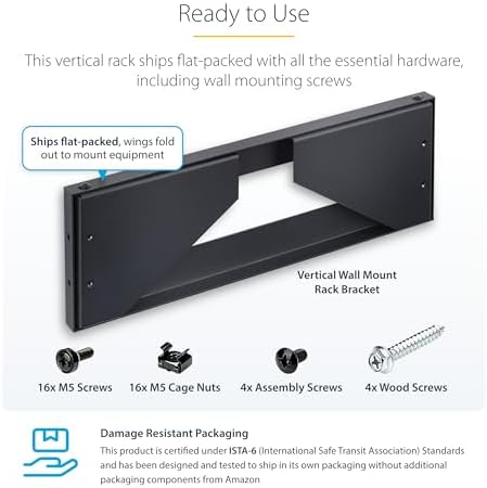 StarTech 4U Vertical Wall-Mount Bracket, 19in, 121lb, 55kg (RK419WALLV-N) - Image 5