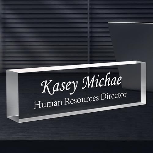 Custom Engraved Name Plate for Desk, Acrylic Desk Name Plate Personalized, Office Desk Decor for Women Men, Acrylic Desk Accessories, Office Gifts for Boss Manager Teacher, Employee Appreciation Gifts by Spricoz