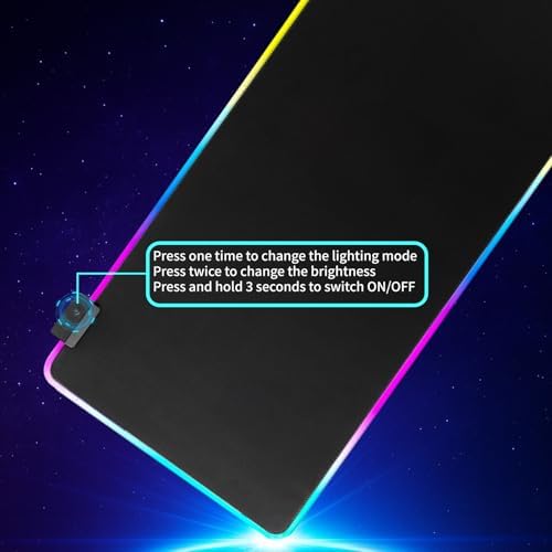 RGB Gaming Mouse Pad-14 Light Modes, Extended Soft LED Mouse Pad, Anti-Slip Rubber Base, Computer Keyboard Large Mousepad Mat, Waterproof Mousepads (31.5 * 12 Inch) - Image 6