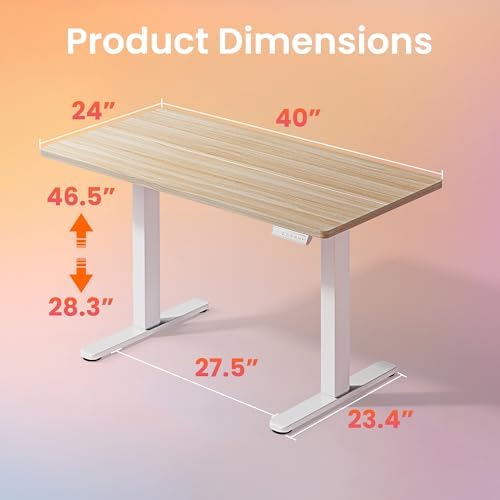 HUANUO 40x24 Inch Electric Standing Desk, Height Adjustable, Natural - Image 3