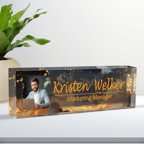 Personalized Acrylic Name Plate for Desk, Customize Office Decor by Ueedklaayy