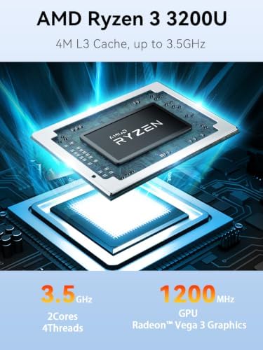 Beelink SER3 Mini PC, AMD Ryzen 3 3200U (up to 3.5GHz), 8GB DDR4 256GB PCIe3.0 SSD, Radeon Vega 3 Graphics,1000Mbps LAN, Dual HDMI 4K Display - Image 2