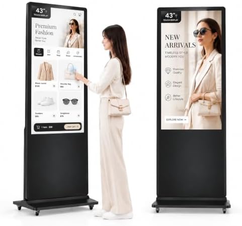 43 Inch Digital Signage Kiosk, 4K Touchscreen Floor Standing Advertising Display with IPS LCD Screen, Android OS and Auto Media Player by HARZHI