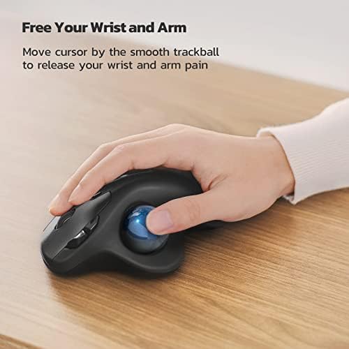 Nulea M501 Wireless Trackball Mouse Ergonomic Thumb Control, 4 DPI Levels - Image 2