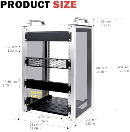 GeeekPi 8U Network Rack, 10 inch Mini Server Rack for Network, Servers, Audio, and Video Equipment, DeskPi RackMate T1, 7.87 inch Depth - Image 2