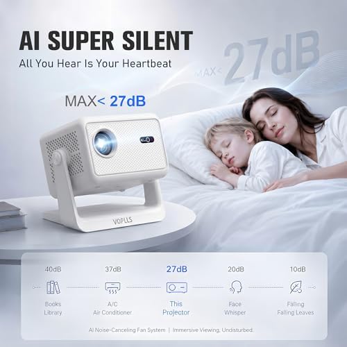 【Officially-Licensed APP & 3500 ANSI】4K Mini Outdoor Projector with WiFi and Bluetooth, VOPLLS Smart Portable Movie Wireless TV Projector for Home/Gaming/Bedroom - Image 5