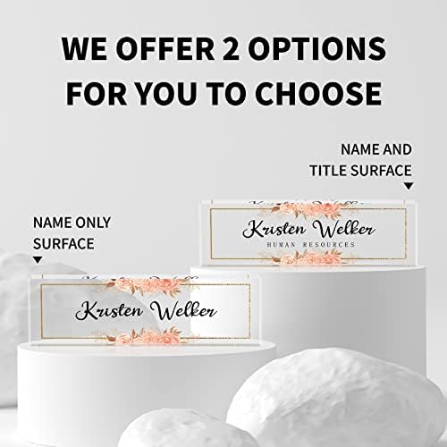 Custom Name Plate for Desk, Desk Name Plate Personalized, Office Decor for Women Men, Acrylic Desktop Accessories, Office Gifts for Coworkers Boss Teacher, Employee Appreciation Gifts (Flowers D) - Image 2