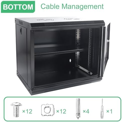 9U Wall Mount Server Cabinet IT Network Rack Enclosure Locking Door Black - Image 3
