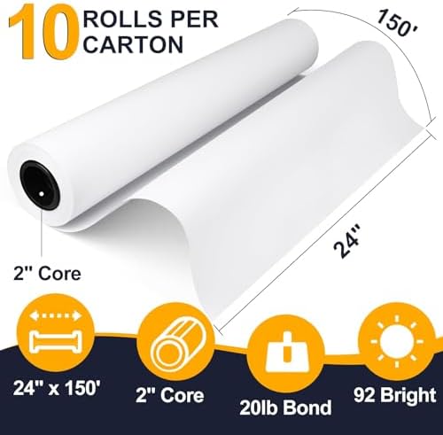 VOISEN Wide Format Paper, 2 Rolls Plotter Paper 24 In x 150 Ft - Image 2