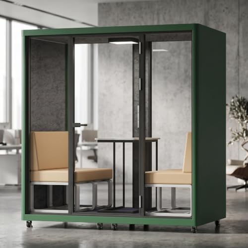 Soundproof Office Pod with 4 Person Gold Frame (Green) by Unknown