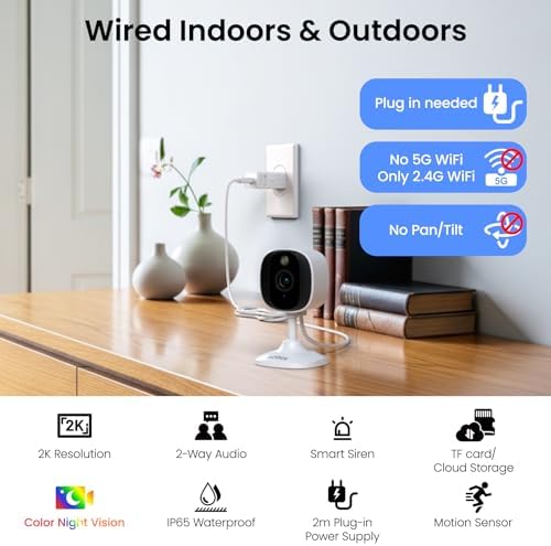 AOQEE 2K Cameras for Home Security, Indoor/Outdoor, Full Color, C1 2Pack - Image 2