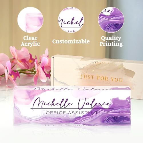 Name Plate for Desk-Personalized Name Plates for Desk-Name Plate Personalized for Office-Gifts for Teacher Boss Employee Appreciation Office Desk Decor (purple ink), MYDZBJMT1009 - Image 4