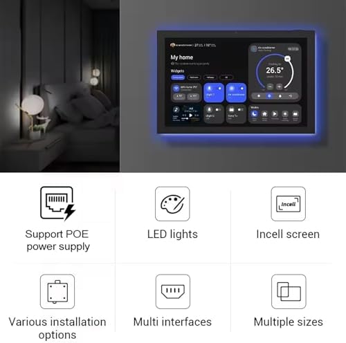 10.1" POE Smart Home Touch Panel with Proximity Sensor, 4GB+64GB Android 14 Inwall Controller 86 Box Included, WiFi 6E, RS232, RS485 LED Light Strip Home Assistant (No Camera)(White) - Image 3