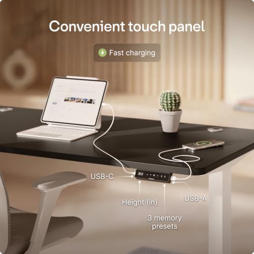 Desktronic HomePro Standing Desk 80x30 — Made in Europe, Ergonomic Sit Stand Home Office Desk, Electric Height Adjustable, Dual Motor, USB & USB-C Charging, Wobble-Free, Touchscreen, 3 Memory Presets - Image 5