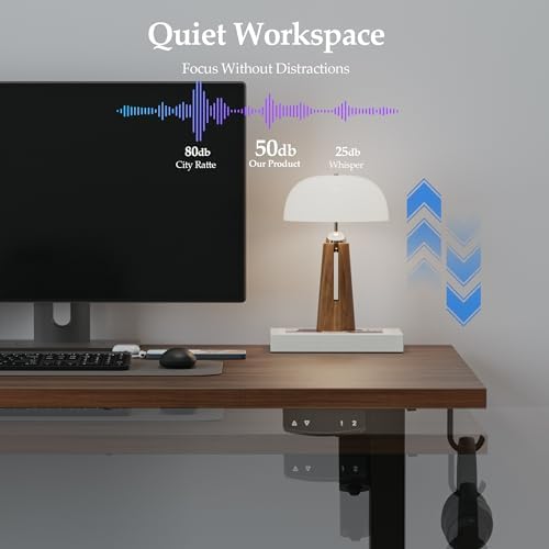 Klicelor 40 Inch Electric Standing Desk, Height Adjustable Office Desk, Sit Stand Up Computer Desk with Memory Preset, Two-Piece Desktop, Dark Walnut - Image 5