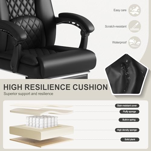 Homall Executive Home Office Chair with Lumbar Support,400lbs Adjustable Ergonomic High Back Office Chair Reclining Managerial Chair for Home Office (Black) - Image 5