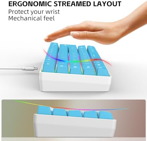 Snpurdiri 60% Wired Gaming Keyboard, 61 Keys RGB (Blue) - Image 5