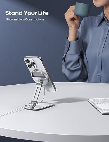 Lamicall Phone Stand for Apple 15W MagSafe Charger - Dual Hinge Collapsible Adjustable Charging Holder Dock for Desk Nightstand, Fit for Airpods, iPhone 17/16/15/14 Series[Only Stand] - Image 2