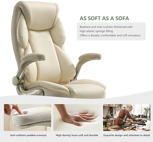 EUREKA ERGONOMIC Galene Executive Office Chair, Beige - Image 3