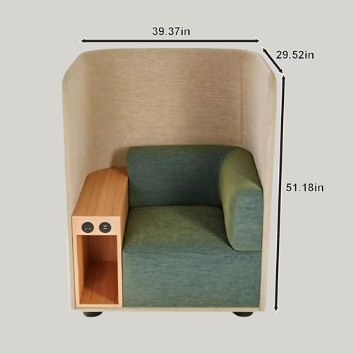 Privacy Seat - Modern Office Guest & Reception Chair with High Partition Backrest, Side Table with Power Outlet, Thick Cushioned Privacy Seat for Meeting & Waiting Areas (Green) - Image 2